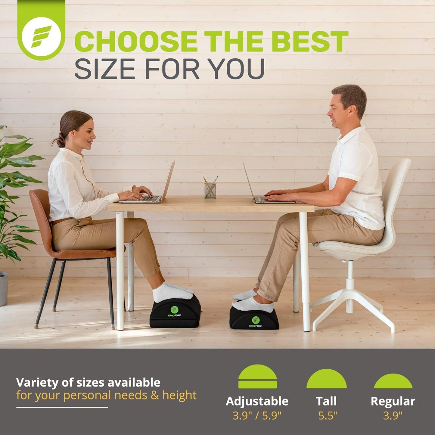 ErgoFoam Ergonomic Foot Rest Under Desk | Premium Velvet Soft Foam Footrest for Desk | Most Comfortable Desk Foot Rest in The World for Lumbar, Back, Knee Pain | Foot Stool Rocker (Black)