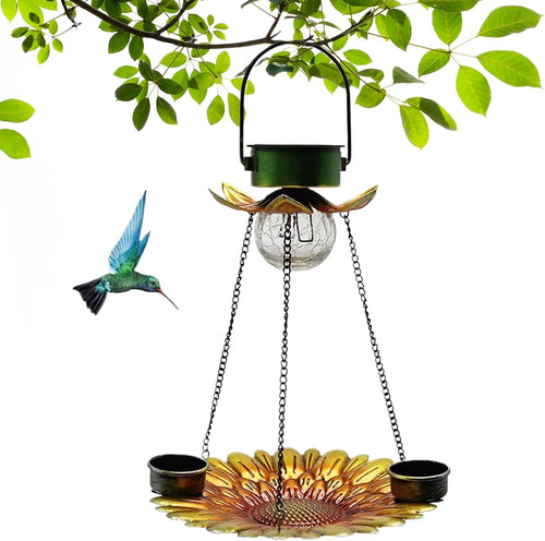 Mangiatoie per uccelli in metallo per esterni, alimentatori a energia solare 2 in 1 per fringuelli in metallo, per esterni, stazione per bere e mangiare, forniture per animali domestici, resistente