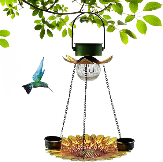 Mangiatoie per uccelli in metallo per esterni, alimentatori a energia solare 2 in 1 per fringuelli in metallo, per esterni, stazione per bere e mangiare, forniture per animali domestici, resistente