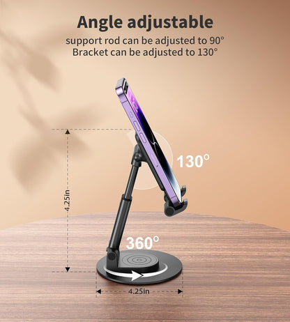 BHHB Adjustable Phone Stand, Adjustable Mobile Phone Stand, Foldable Angle and Height Adjustable Phone Holder Compatible with All Mobile Phones (Black)