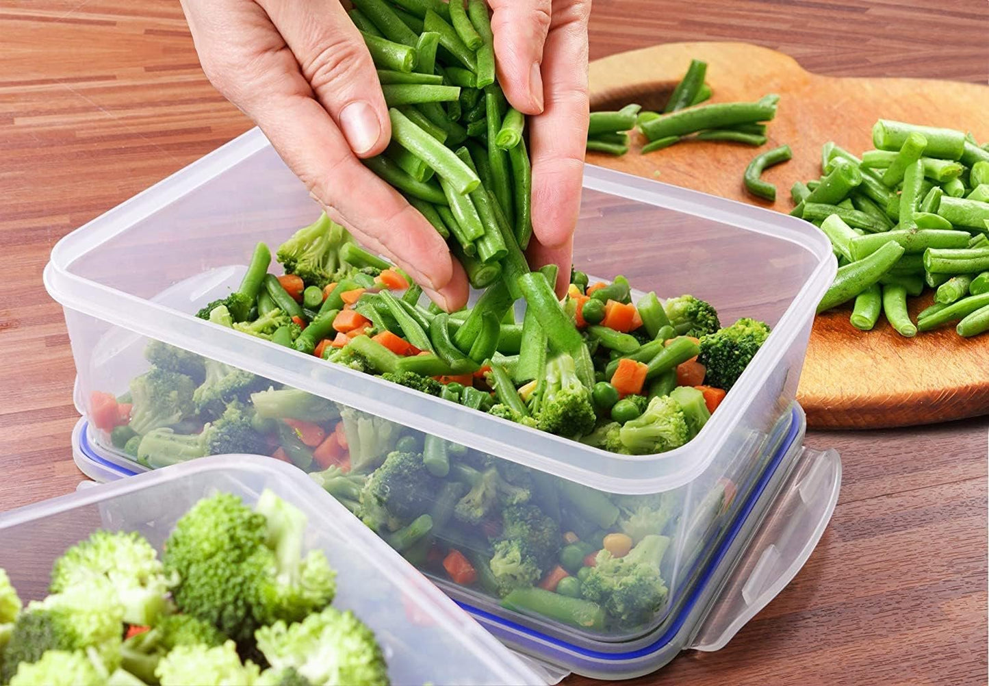 KICHLY Plastic Airtight Food Storage Containers - 24 Pieces (12 Containers & 12 Lids) Plastic Food Containers with Lids for Kitchen & Pantry, Leakproof (Blue)