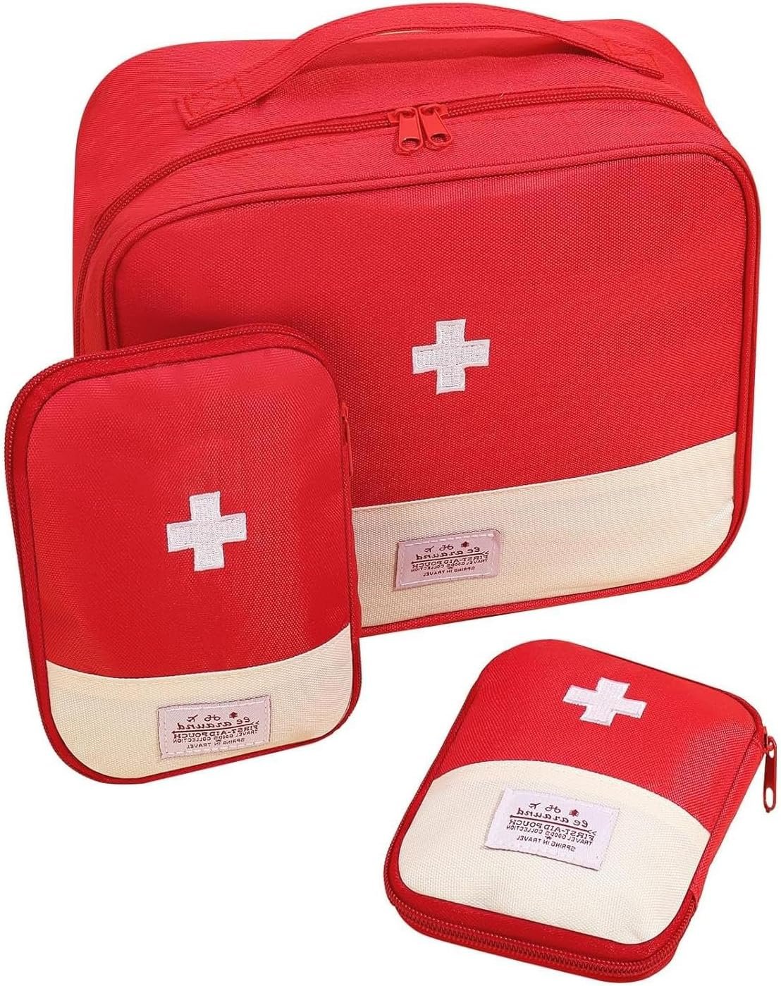 LXWHAYBVJ Empty First Aid Bag Emergency Kit, First Aid Bag, First Aid Kit Bag Empty for Home, 3 Pcs First Aid Bag Empty, First Aid Kit Bags Portable Travel Empty Medicine Bags 3 Size Waterproof(Red)