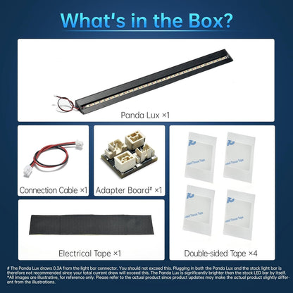 BIQU Panda Lux LED Strip Light Upgrade Kit for 3D Printers Bamboo-Lab P1s P1p X1c X1e, 5v 0.3a Led Light Bar, Magnetic Installation