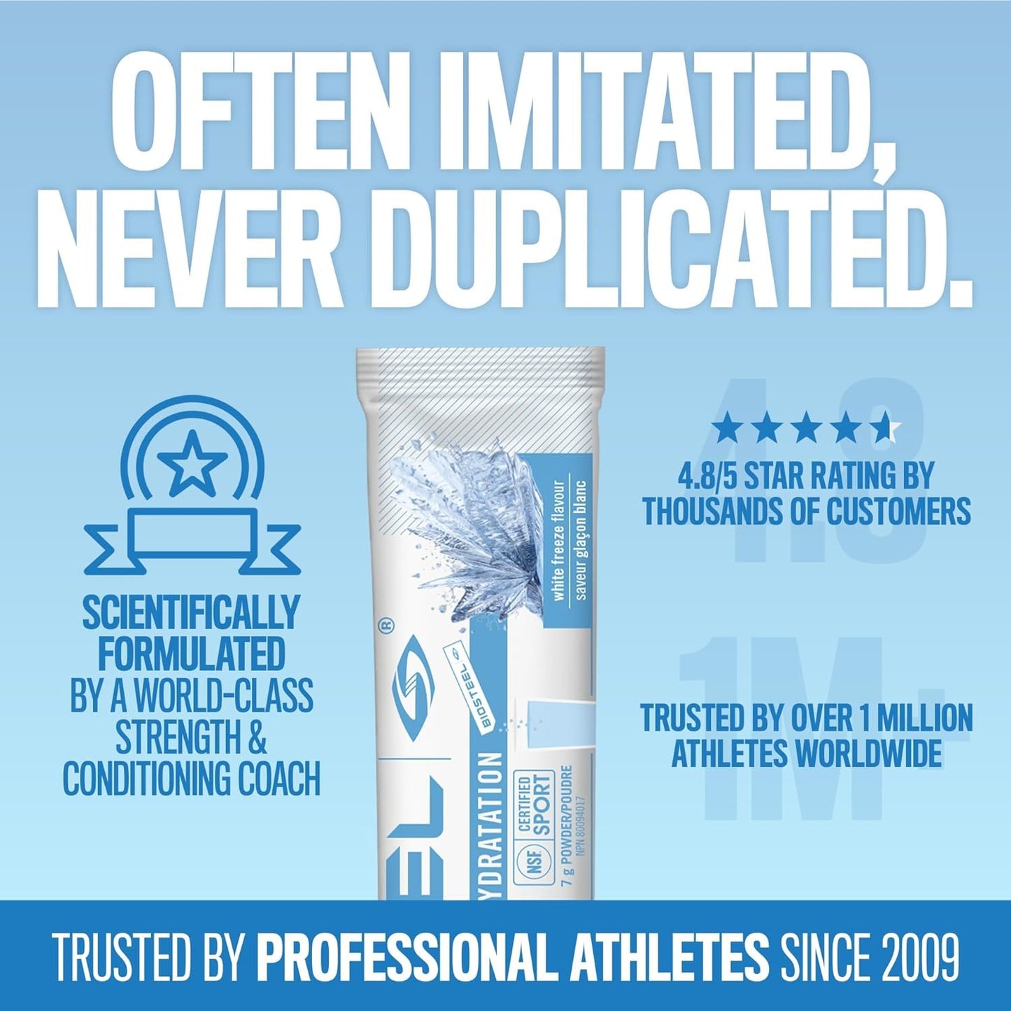 BioSteel Hydration Mix, Proudly Canadian - Great Tasting Hydration with Zero Sugar, and No Artificial Flavours or Preservatives, White Freeze Flavour, 12 Single Serving Packets