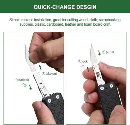 NexTool Pocket Tool E1, Pocket Knife Multi-Tool with Replaceable Folding Utility Knife, Dual Head Screwdriver and Scissors, Mini Multitool for EDC Carry, Engraving, Cutting and Repair, Small Multitool