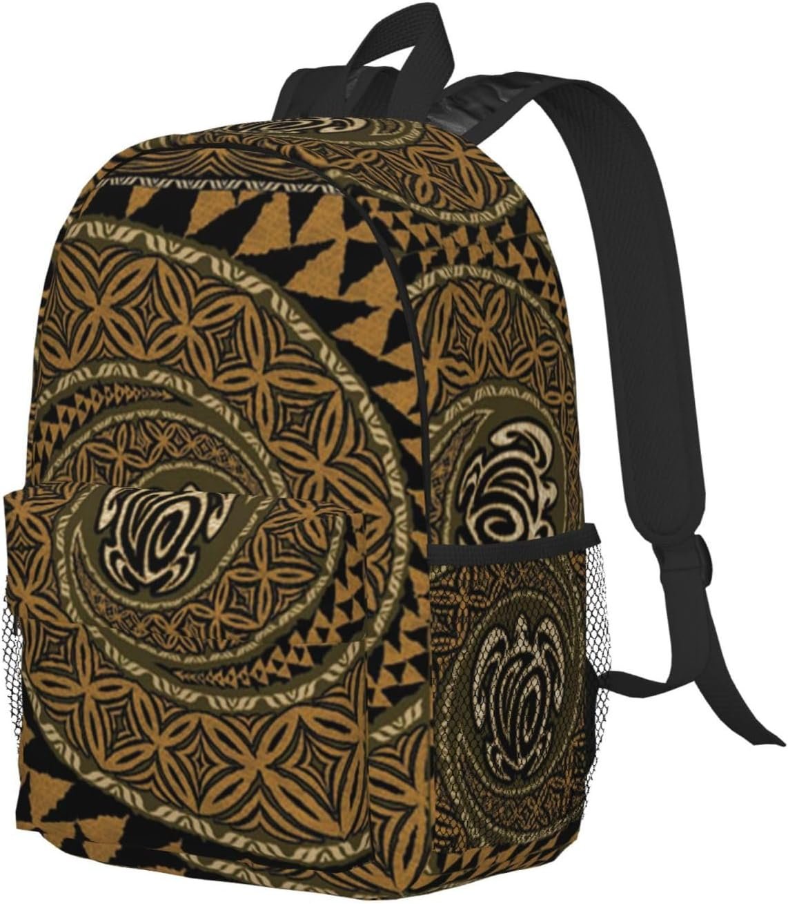 JBYJBX Hawaiian Tapa Honu Turtle Print Adult Lightweight 15in Backpack Travel Hiking Essentials Laptop Bag Day Backpacks