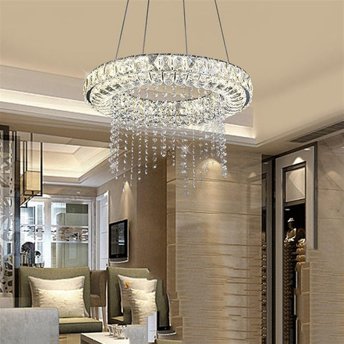 LED Chandelier Lamp, Dimmable LED Chandelier Crystal Smart Lighting Compatible with Living Room Lamp