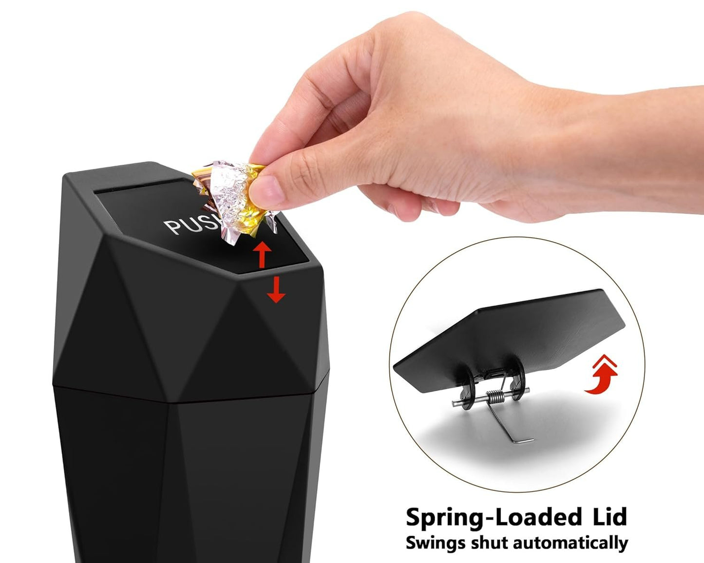 Ginsco Car Trash Can with Lid, 2 Pack Mini Car Cup Holder Trash Can, Car Garbage Can Car Accessories for Interior, Leakproof Small Car Trash Can, Trash Bin for Car, Home, Bedroom Office (Black)