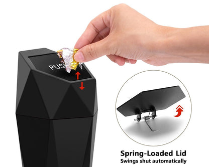 Ginsco Car Trash Can with Lid, 2 Pack Mini Car Cup Holder Trash Can, Car Garbage Can Car Accessories for Interior, Leakproof Small Car Trash Can, Trash Bin for Car, Home, Bedroom Office (Black)