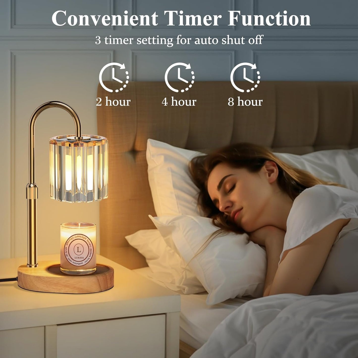 Lukasa Candle Warmer Lamp with Timer and Dimmer, Adjustable Height, Candle Lamp, Gifts for Women Mom, House Warming Gifts New Home Decor, Wax Melt Warmer for Scented Jar Candles