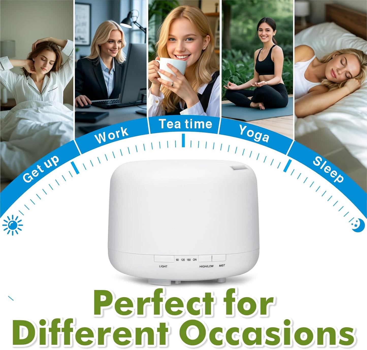 500ml Essential Oil Diffuser with Remote Control, BPA-Free Ultrasonic Humidifier with 7 Color Light,Auto Off Aromatherapy Diffuser