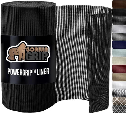 GORILLA GRIP Drawer and Shelf Liner, Strong Grip, Non Adhesive Easiest Install Mat, 17.5 in x 20 FT, Durable Organization Liners, Kitchen Cabinets Drawers Cupboards, Bathroom Storage Shelves, Black
