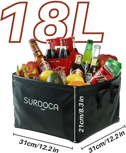 SURDOCA Car Trunk Organizer, Vehicle Back Seat Grocery Storage Box, Collapsible Auto Boot Accessories Organizers with 100% Waterproof PVC Material, Non Slip Bottom for Camping, Travel, Picnic