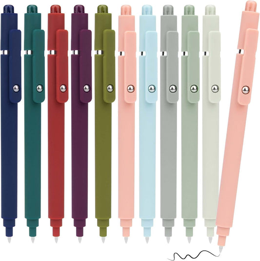 YUNAI Retractable Gel Pens, 10PCS 0.5mm Black Ink Ballpoint Pens with Silicone Clip, Premium Smooth Writing Quick Dry Ink Fine Point Rollerball Pens for School Office Home Stationery Supplies