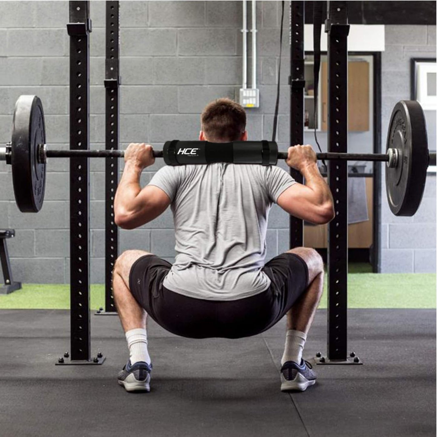 HCE 7-Pc Barbell Squat Support Pad with Straps, Hip Thrust Foam Cushion Pads, Thick Barbell Foam Cushion with 2 Gym Ankle Straps, Booty Hip Band and Carry Bag - Bodybuilding Home & Commercial Gym Accessories