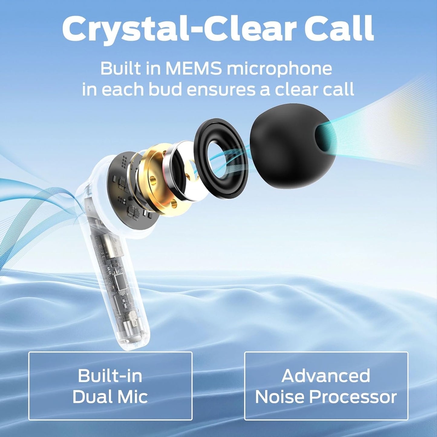 Monster N-Lite 203 AirLinks Wireless Earbuds, Bluetooth 5.3 Headphones with HiFi Stereo, Crystal Clear Call, 30H Playback, IPX6 Waterproof in-Ear Earbuds Earphones