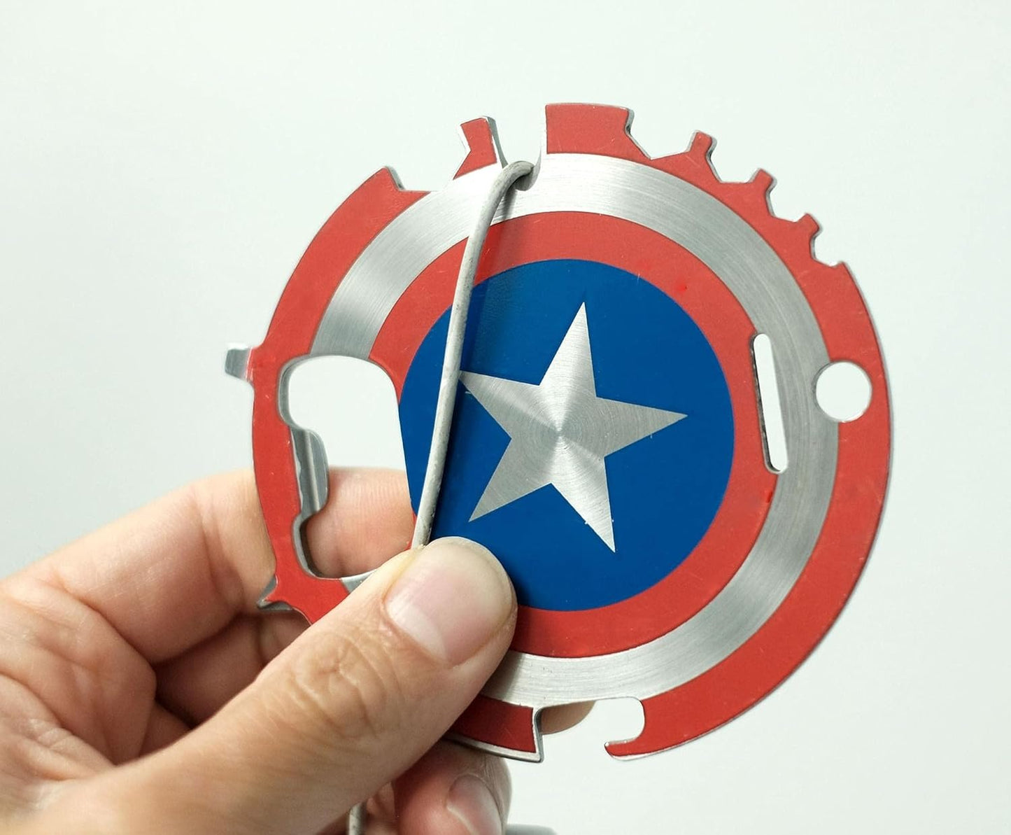 Marvel Captain America 7-In-1 Multitool Kit | Includes Screwdrivers, Wrenches, Bottle Opener, Rope Cutter, Can Opener, Hand Tool Gadgets | Portable Survival Camping Tool