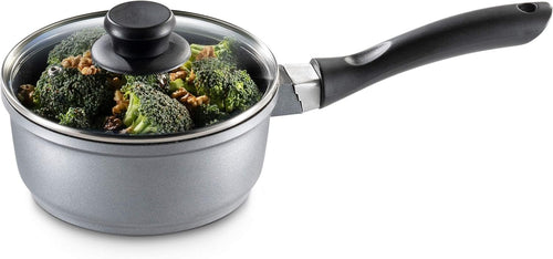 GOURMEX 2L Induction Casserole Pot | Black with Nonstick Coating | Compatible with All Heat Sources | Ideal for Cooking, Boiling and Braising | Includes Glass Lids (1.8L)
