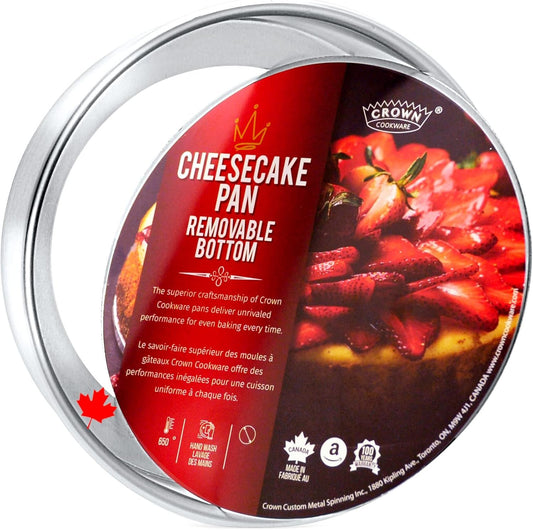 Crown Cheesecake Pan 7 Inch, 3" Deep, Removable Bottom Cake Pan, Heavy Duty, Pure Aluminum, Made in Canada