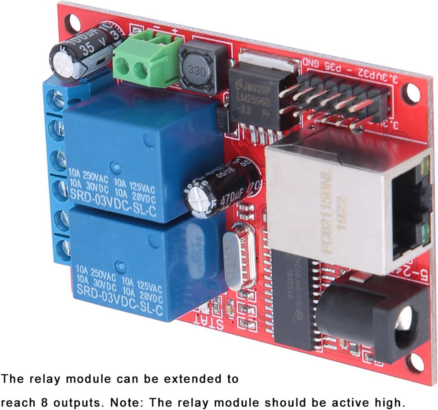 Controller Module LAN Ethernet 2 Way Relay Board Delay Switch DC5V-24V for Smart Home Automation