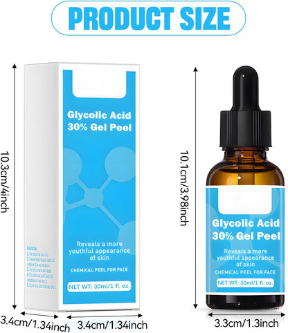Glycolic Acid Serum Face Gel, Glycolic Acid 30% Gel, Powerful and Delicate Face Exfoliator, Glycolic Acid Renewal Serum, Smooth and Radiant Skin, Irritation-Free – 30 ml