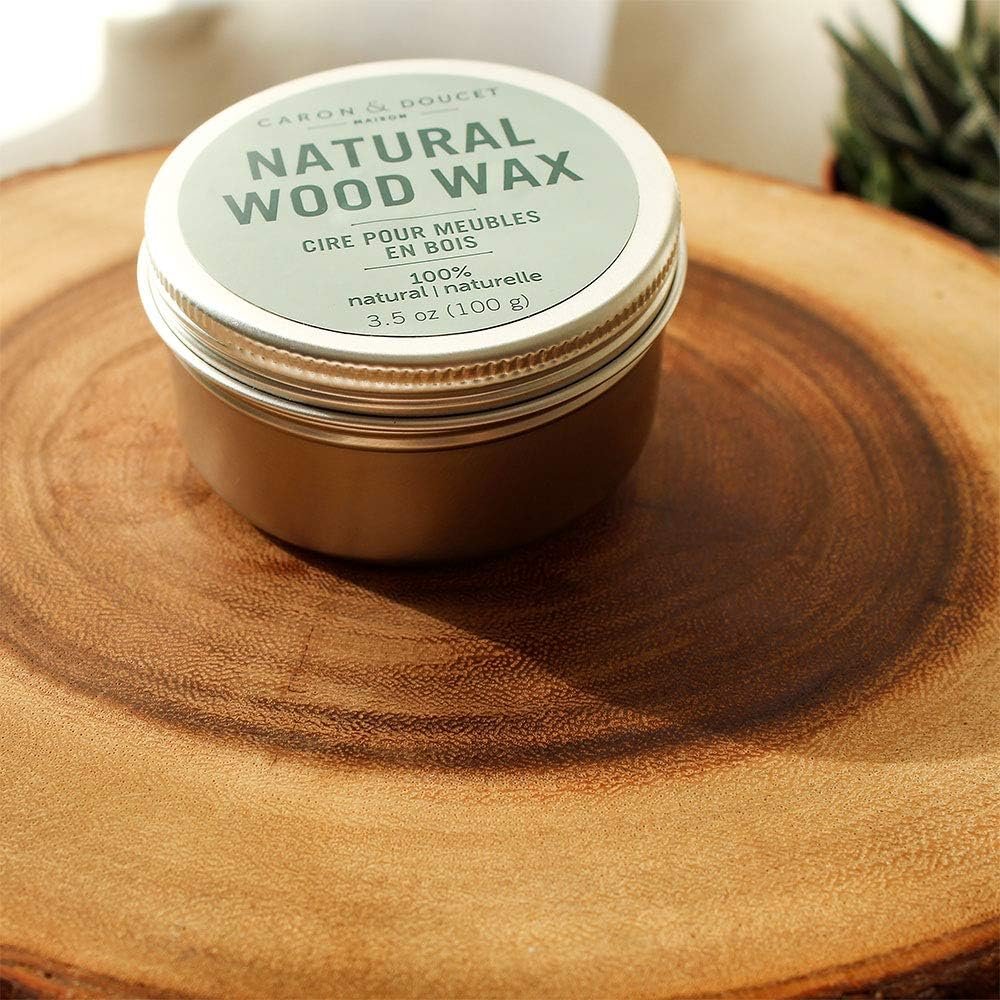 Caron & Doucet - Natural Wood Conditioning Vegan Wax Finish - 100% Plant Based Wood Conditioning and Polishing Wax Finish - Orange Scented - Suitable for Natural Wood Furniture. (100g)
