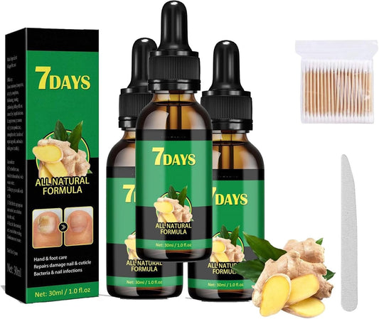 Beauras Nail Fungus Treatment, Beauras 7 Day Nail Fungus Treatment, Finger Nail Growth Serum, Ginger Cuticle Care Oil For Nails, Repair And Strengthen, Damaged, Broken, Restoring Healthy Nails (3pcs)