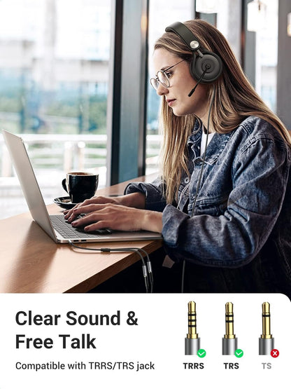 UGREEN Headset Adapter Headphone Mic Y Splitter Cable, 3.5mm Stereo Audio Male to 2 Female Separate Audio Microphone Plugs Compatible for PS4 Controller, Xbox One, Laptop, Phone, PC Gaming Headset