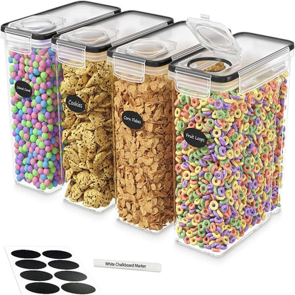 YOZOTI Cereal Containers Storage Set (4L,135.2 Oz), 4PCS Airtight Food Storage Containers with Pour Spout for Kitchen & Pantry Organization Cereal Dispensers