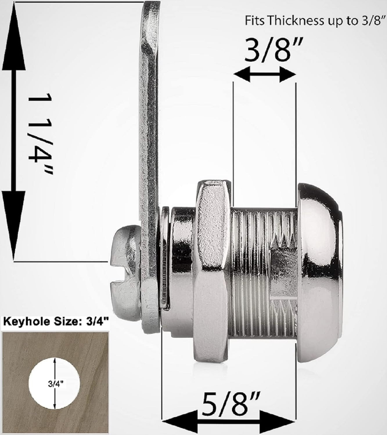 KUYEFGF Us General Cabinet Toolbox Cam Lock 16mm Replacement 2 Pack,5/8''Cylinder Lock,Mailbox Key Lock,Key Lock for Drawer Dresser RV Bins Security Box,Keyed Different