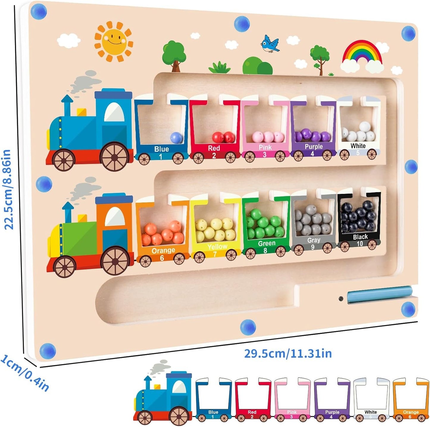 Montessori Toys for 2 Year Old, Magnetic Color and Number Maze, Wooden Toddler Magnet Puzzles for Kids Girls Boys 2-4 3-5, Magnetic Board Train Learning Toys Birthday Gifts