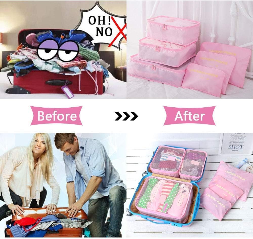 Vicloon Suitcase Organizer Set, 8 in 1 Suitcase Organizer, Travel Useful Accessories, Travel Bag for Clothes, Shoes, Cosmetics Classified Storage, Packing Cubes Organizer Travel Space-Saving