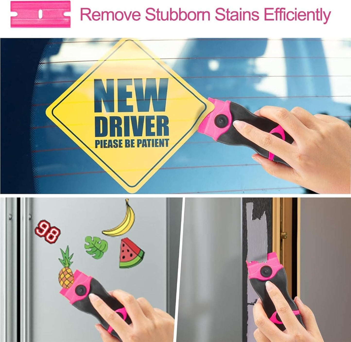 Blade Scraper, Metal & Plastic Razor Blades, Multi-Purpose Razor Blade Tool, Glass Window Scraper for Cleaning Cooktop, Decal, Car Sticker Remover (Double-Ended Spatula)