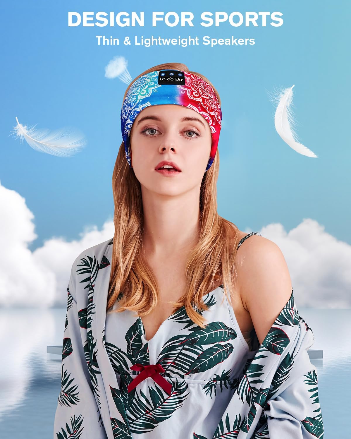LC-dolida Sleep Mask with Bluetooth Headphones, Painting Sleep Headphones Bluetooth Headband for Sleeping Sports Sleep Mask for Side Sleeper, Best Gift and Travel Essentials