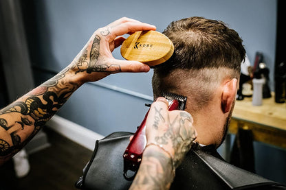 Kobe Palm Men's Military Style Boar Bristle Hair Brush/Beard Brush - Hand Sized Beard Brush for Men - Perfect for Beard Care - Works Well With Beard Oils (Beech)