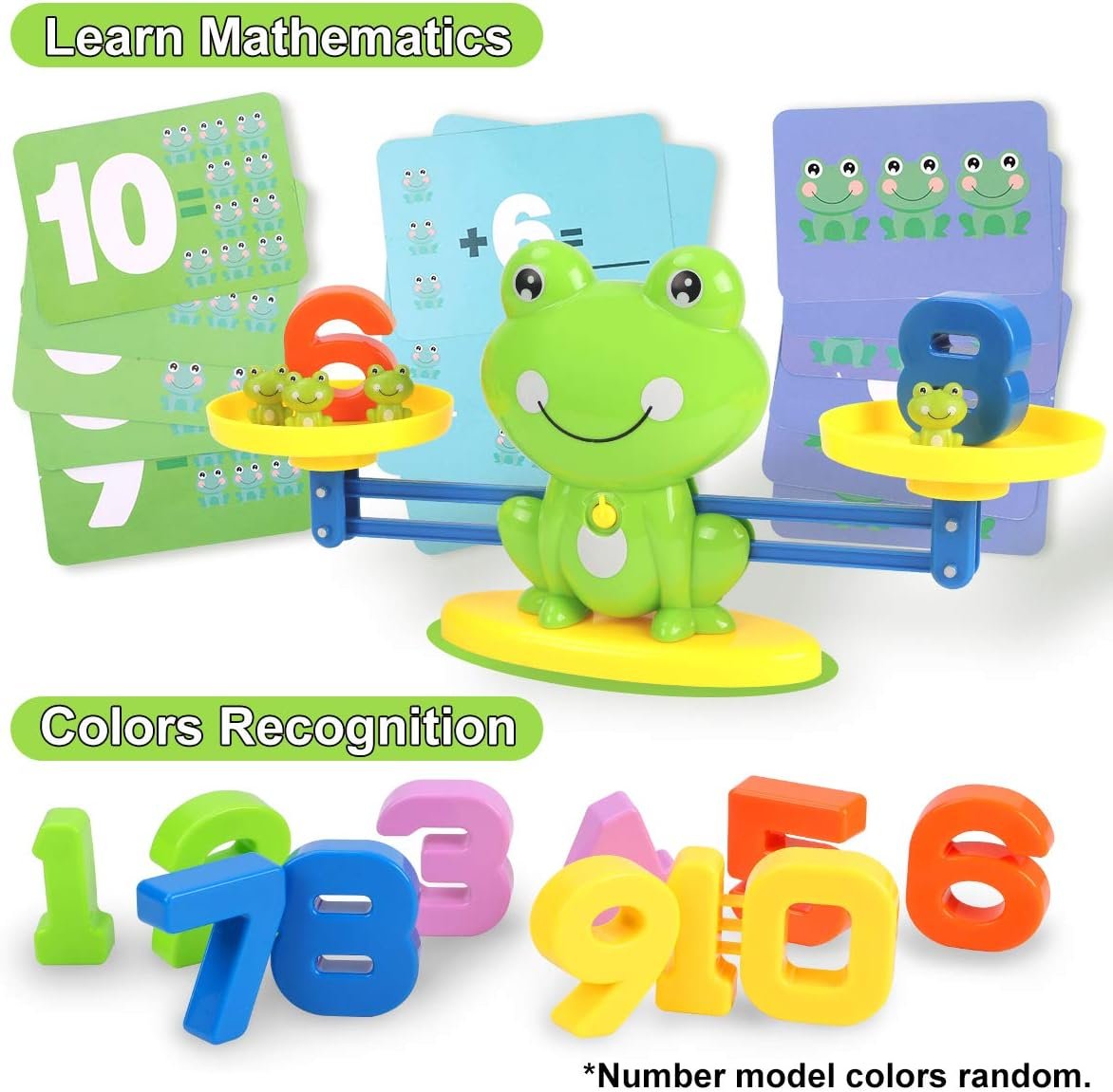 REMOKING Montessori Toys for Toddlers 3+, Math Games Balance Learning Set, Early Activity Sensory Education Learning Toys for 3 4 5 6 7 Year Old Boys Girls Birthday Gift, Including Frog,Card,Number