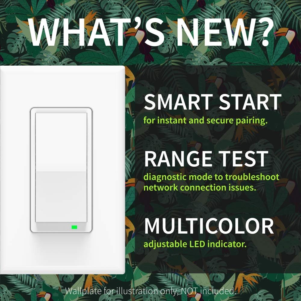 Zooz 800 Series Z-Wave Long Range S2 On Off Switch ZEN76 800LR, White | Simple Direct 3-Way and 4-Way Solution (Works with Regular Switches, No Aux Switch Needed) | Z-Wave Hub Required