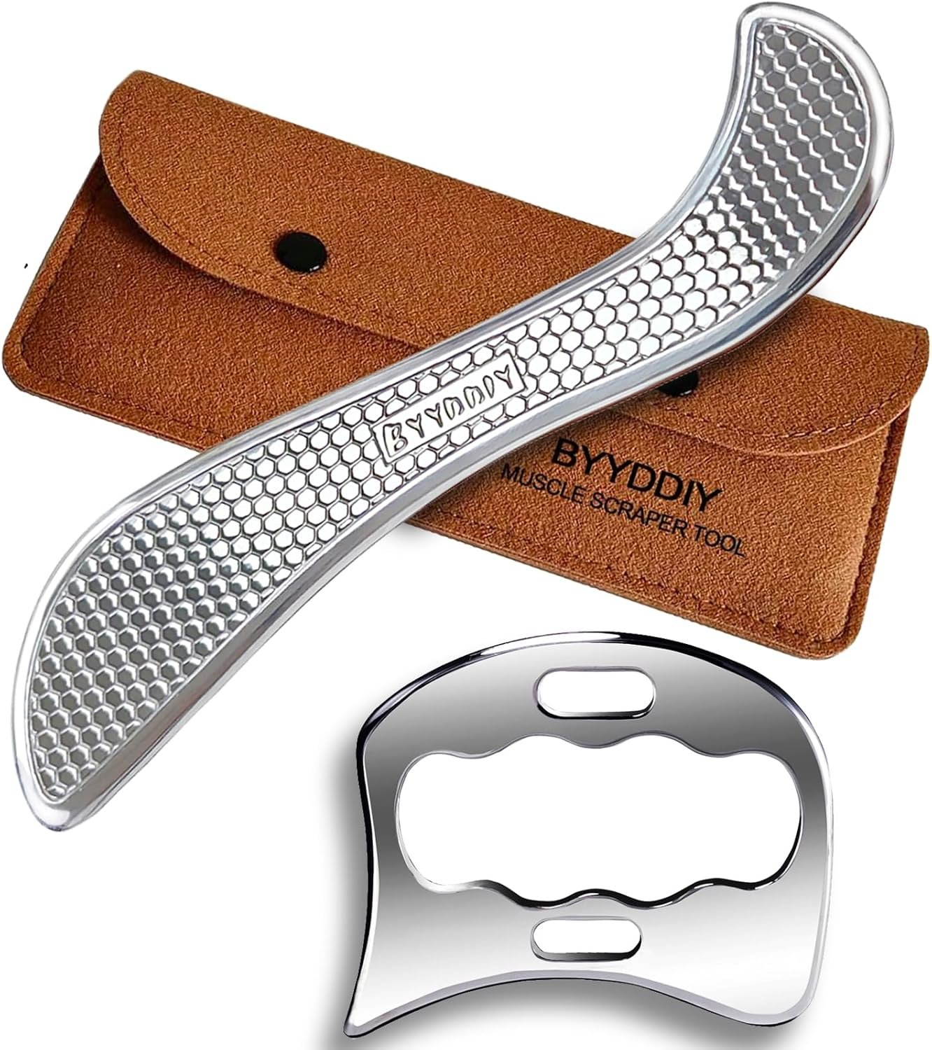 BYYDDIY Stainless Steel Gua Sha Muscle Scraper Tool,Scar Tissue Tool,Physical Therapy Tools,Muscle Scraping Tool,Guasha Massage Scraper,IASTM Tools,Skin Scraping Tool,Soft Tissue Massage Tool