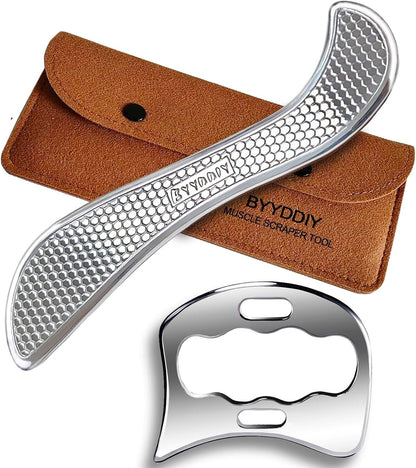 BYYDDIY Stainless Steel Gua Sha Muscle Scraper Tool,Scar Tissue Tool,Physical Therapy Tools,Muscle Scraping Tool,Guasha Massage Scraper,IASTM Tools,Skin Scraping Tool,Soft Tissue Massage Tool