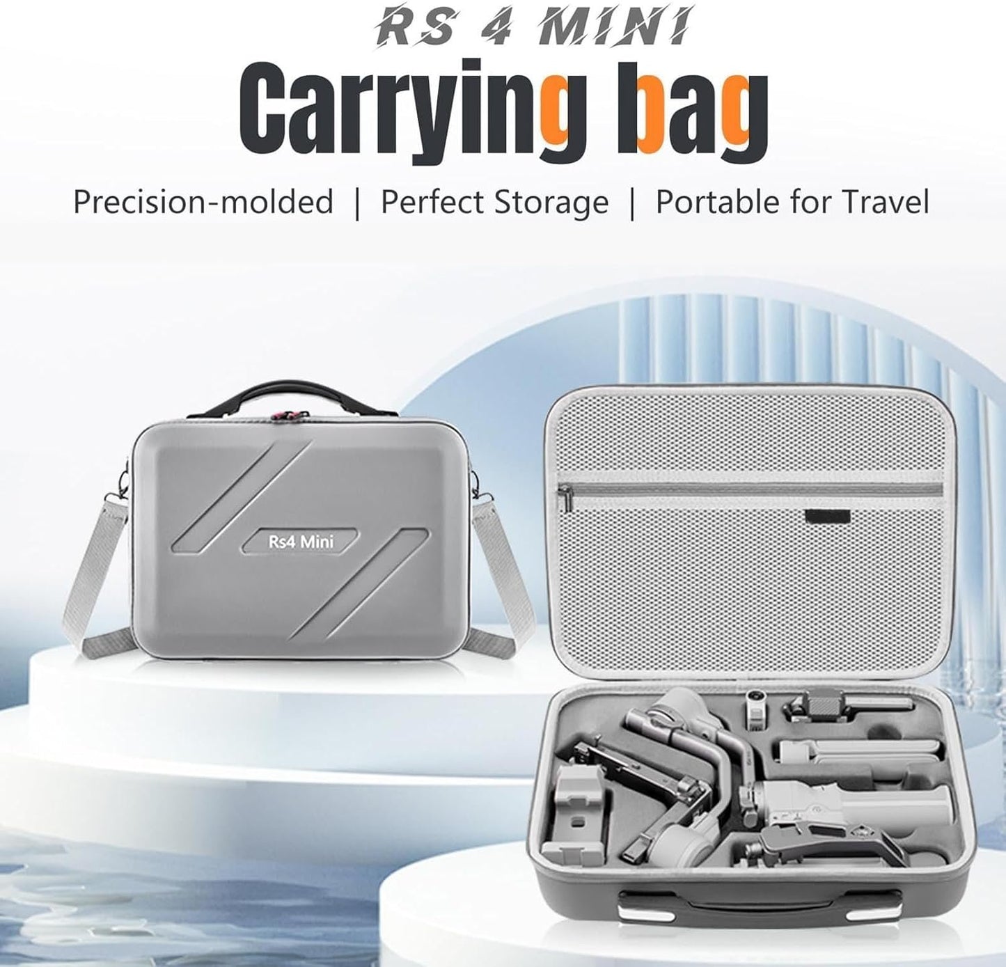RS 4 Mini Carrying Case for DJI RS 4 Mini, Portable Storage Travel Bag, PU Leather Shoulder Protection and Convenient Storage for DJI RS4 Mini Gimbal Stabilizer and Its Essential Accessories.