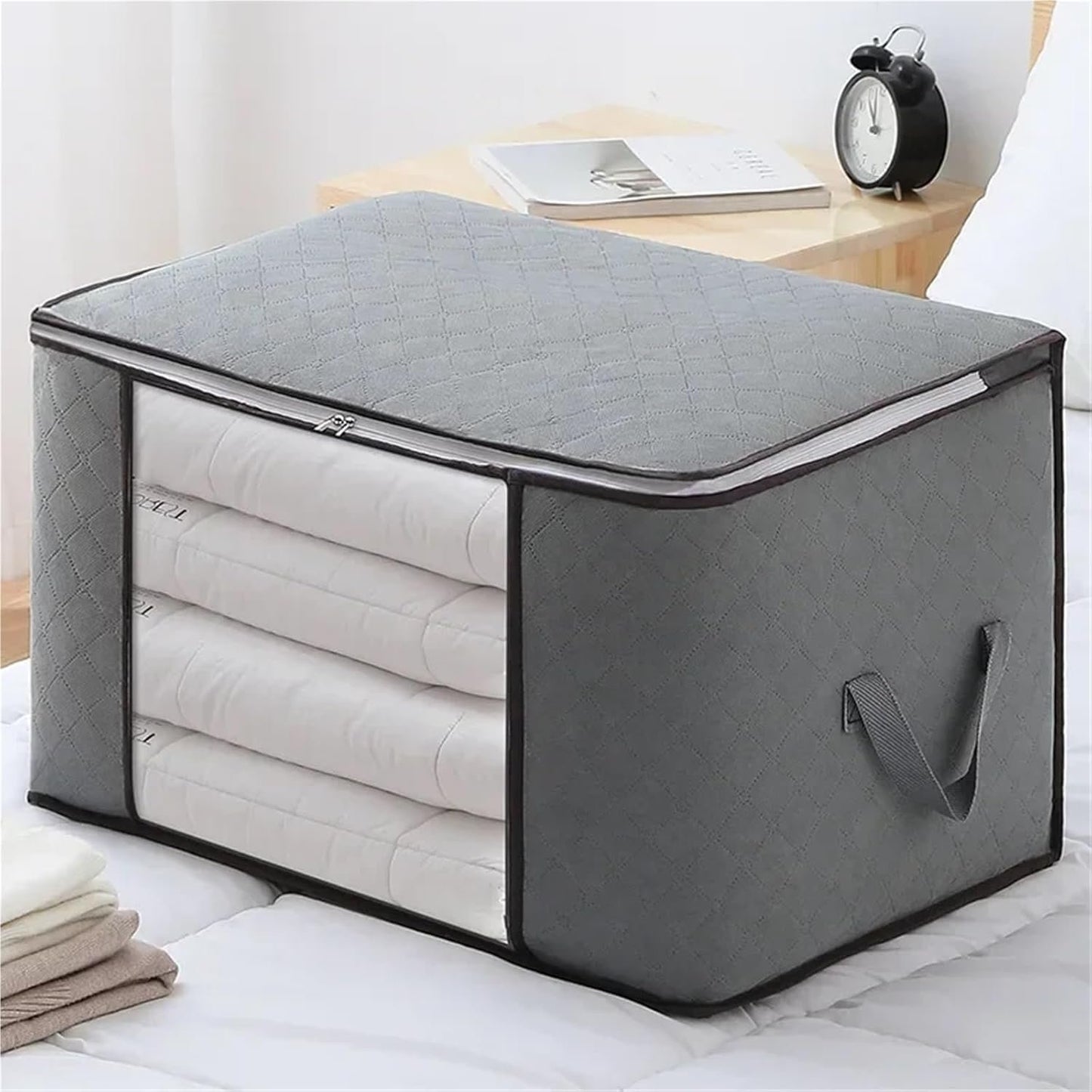 Baskets for closet organization Thickened Nonwoven Multifunctional Storage Bag Clothes Quilt Moving Packing Luggage Bag(70X50X30cm pink)