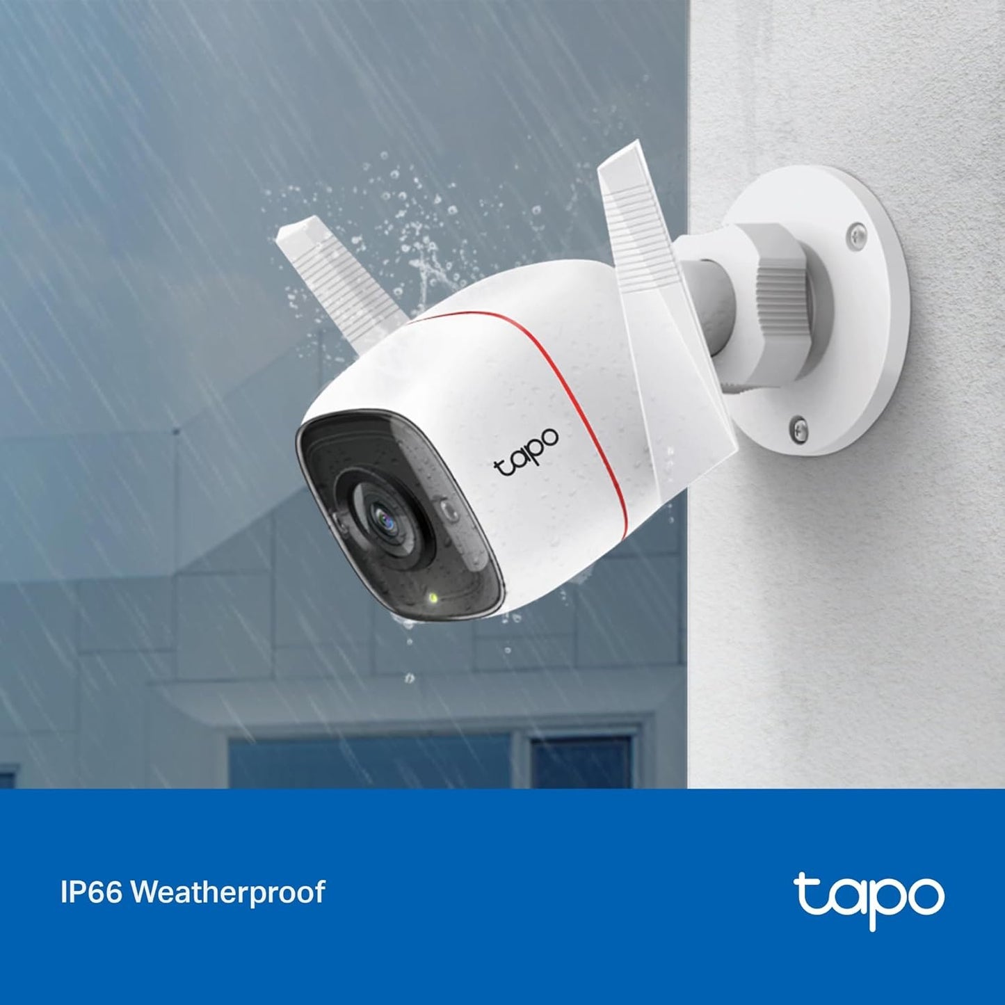TP-Link Tapo Outdoor Security Wi-Fi Camera, Wired & Wireless, Smart AI Detection & Notifications, 3MP, IP66, Two-Way Audio, Night Vision, Up to 128GB, SD Card Slot, No hub Required (TC65)