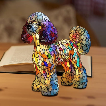 LED Table Lamps | Dogs Themed Bedside Night Resin Light - Rechargeable LED Ambience Lamp for Bedside Shelf Use in Bedroom Childrens Room