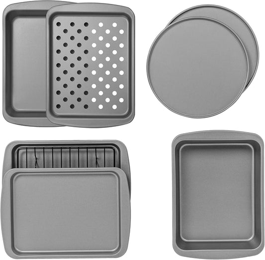 G & S Metal Products Company Ovenstuff Toaster Oven 8-Piece Bakeware Set, Gray