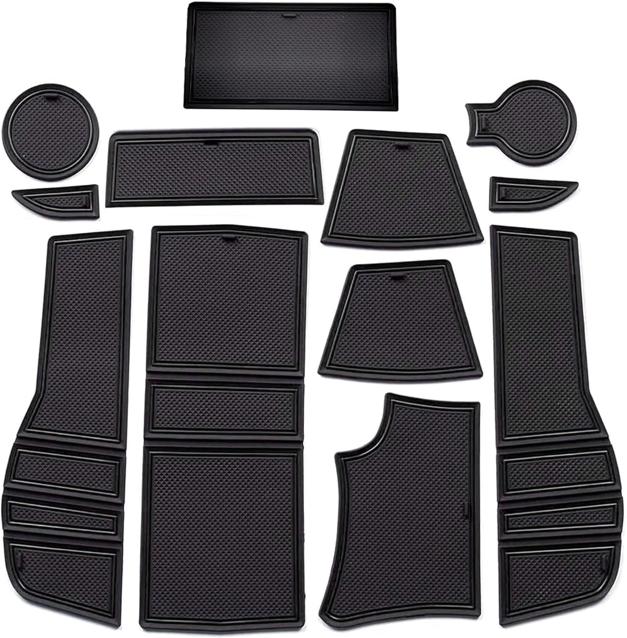 GAFAT Peugeot 2008 e-2008 2020-2024 2025 Non-Slip Floor Mats, Peugeot and 2008 2023 Rubber Floor Mats for Armrest, Cup Holder, Groove Door, Peugeot 2008 Accessories (Black)