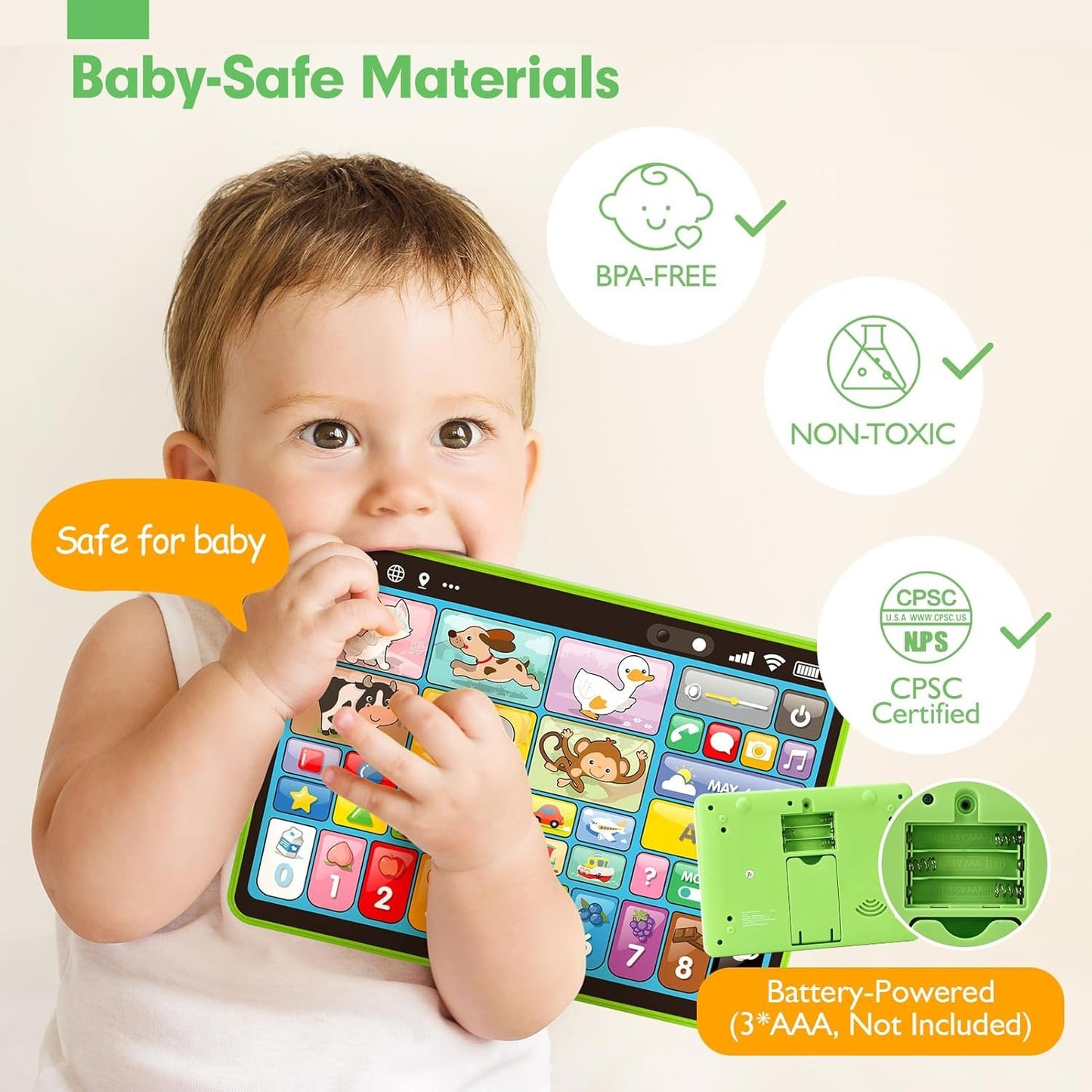 hahaland Learning Tablet for Toddlers 1-3 - Learning Toys with Music & Sound, Montessori Speech Therapy Baby Toys for 12-18 Months Boy Girl, Musical Toys with Letters, Numbers, Shapes, and Lights