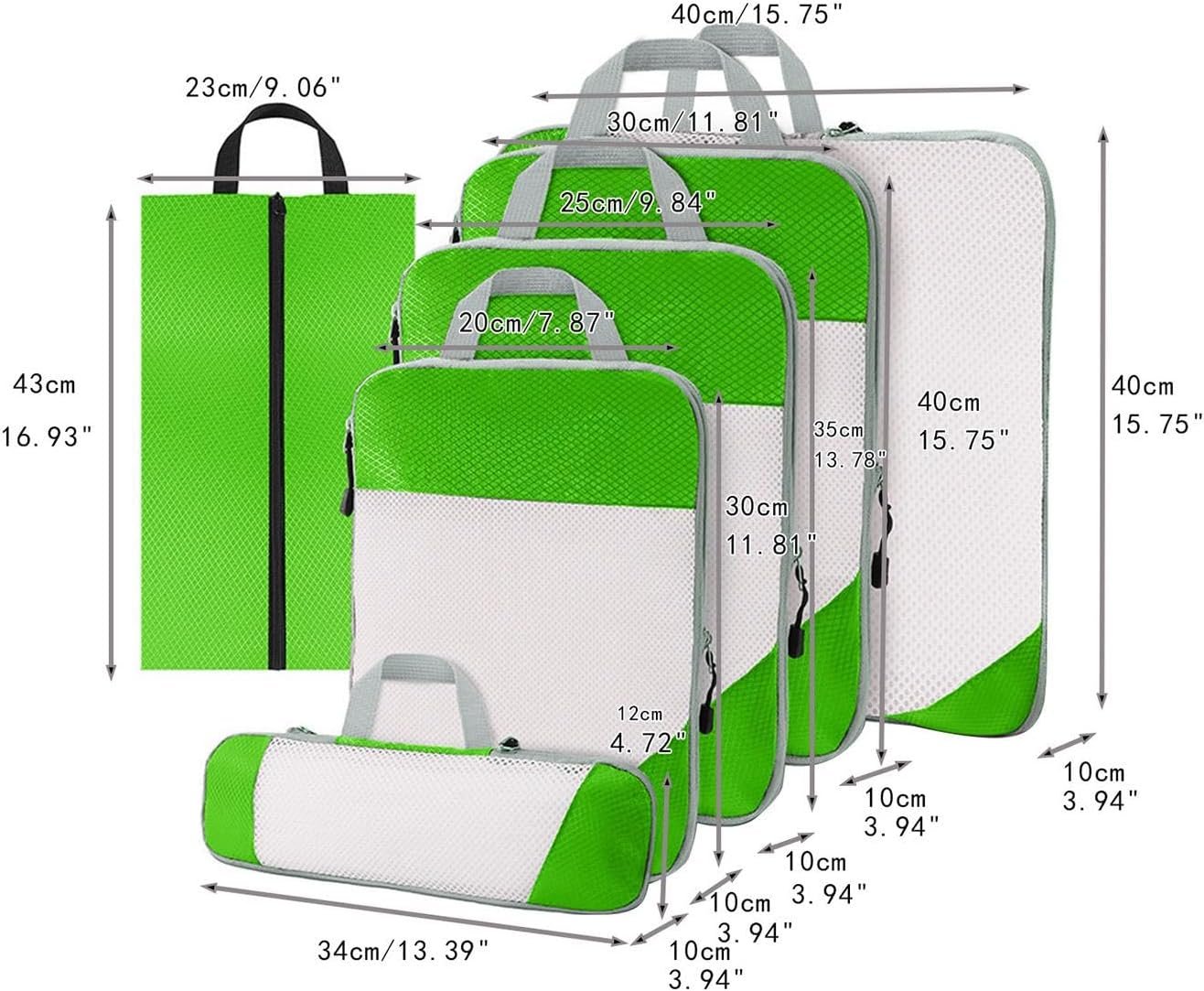 Gralara Ultimate Travel Packing Cubes Set for Seamless Organization, Green