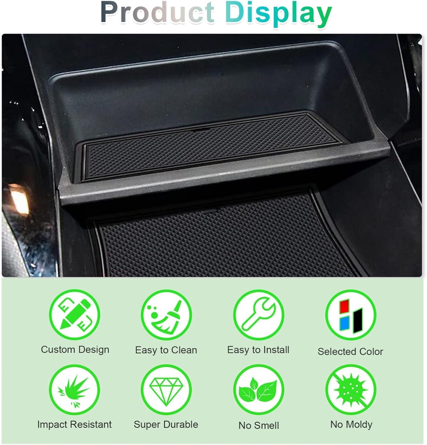GAFAT Peugeot 2008 e-2008 2020-2024 2025 Non-Slip Floor Mats, Peugeot and 2008 2023 Rubber Floor Mats for Armrest, Cup Holder, Groove Door, Peugeot 2008 Accessories (Black)