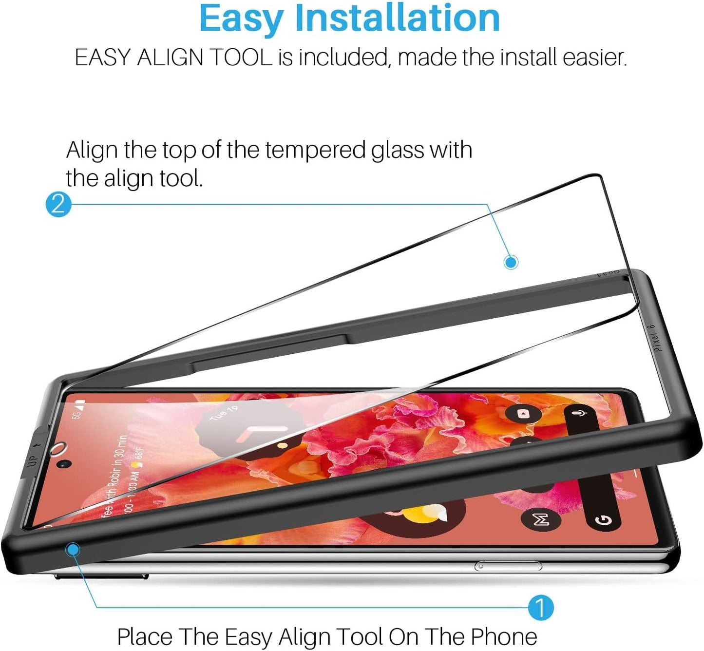 [2+2 Pack] LK Compatible for Google Pixel 6-2 Pack Tempered Glass Screen Protector + 2 Pack Camera Lens Screen Protector, Easy Installation 9H Hardness Anti-Scratch