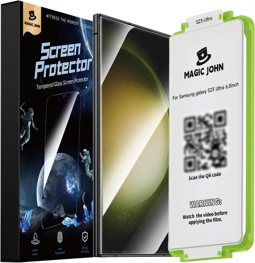 MAGIC JOHN 2 Pack Screen Protector for Samsung Galaxy S23 Ultra - Ceramic Film, Fingerprint ID Compatible, Easy Installation, Shock-Resistant, 3D Curved, Bubble Free